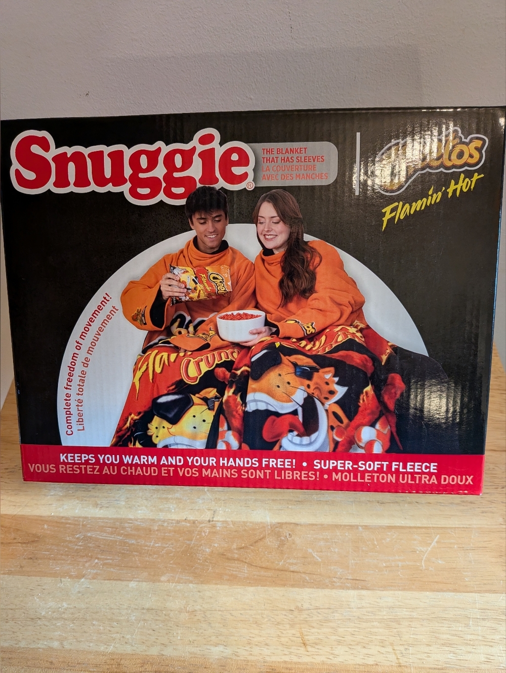 Snuggie Flamin' Hot Orange Fleece Blanket with Sleeves